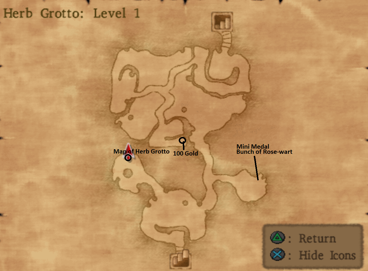 Map of Herb Grotto Dungeon Level 1